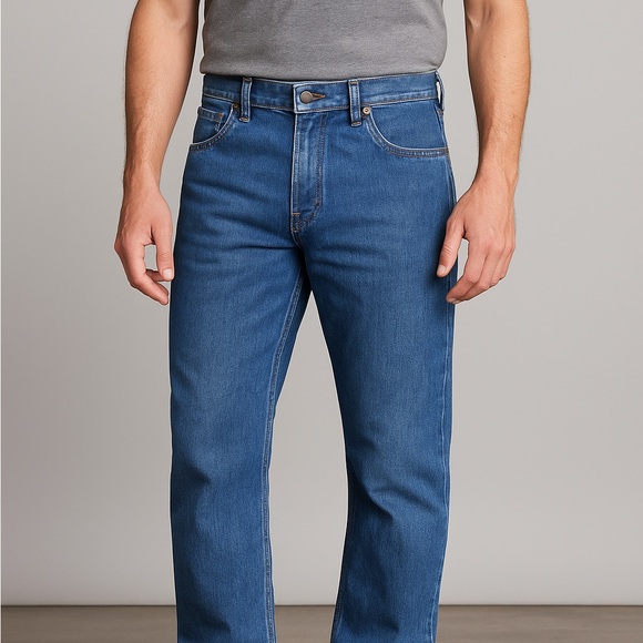 Wrangler Men’s Blue Denim Jeans Size 36x32 Straight Leg Classic Casual Style - Picture 1 of 9